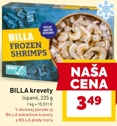 BILLA Frozen Shrimps lúpané krevet y