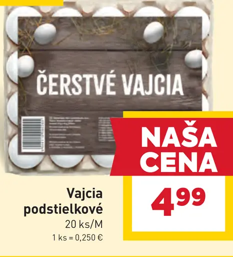 Vajcia podstielkové čerstvé veľkosť M