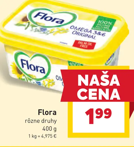 Flora rastlinný tuk na natieranie