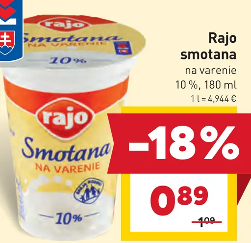 Rajo Smotana na varenie 10%
