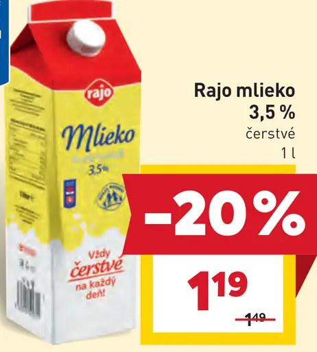 Rajo čerstvé mlieko 3,5%