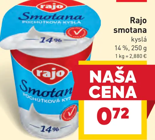 Rajo smotana kyslá 14%