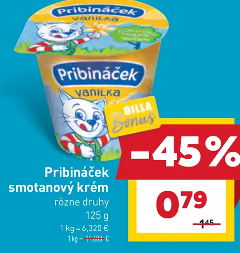 Pribináček smotanový krém vanilka