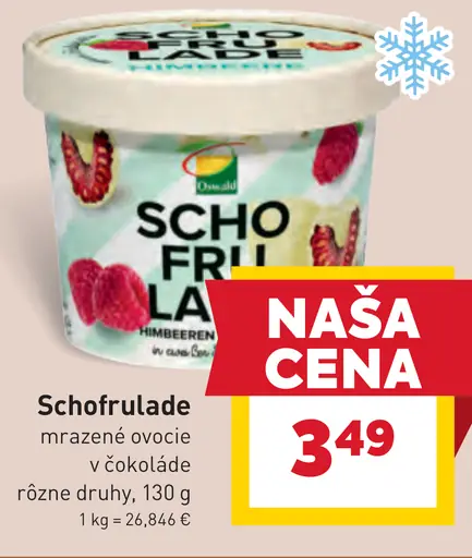 Schofrulade mrazené ovocie v čokoláde