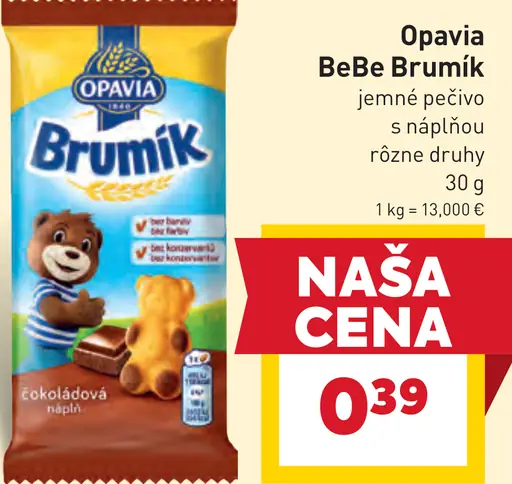 Opavia BeBe Brumík jemné pečivo s náplňou