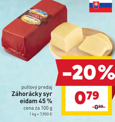 Záhorácky syr eidam 45 %