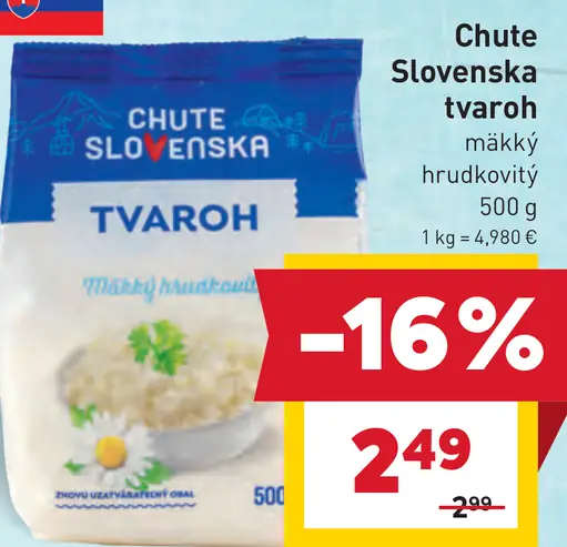 Chute Slovenska tvaroh mäkký hrudkovitý