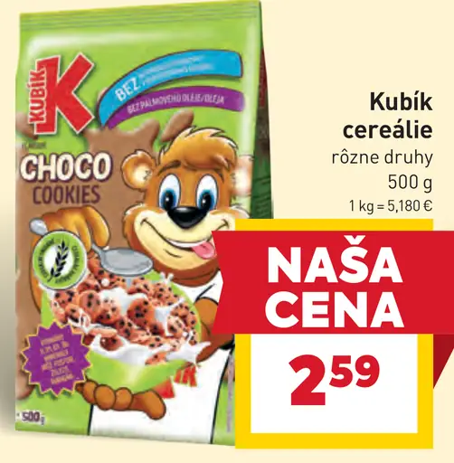 Kubík cereálie rôzne druhy