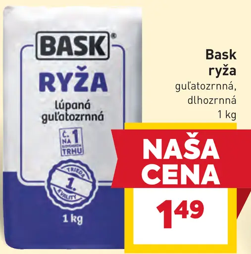 Bask ryža lúpaná guľatozrnná, dlhozrnná