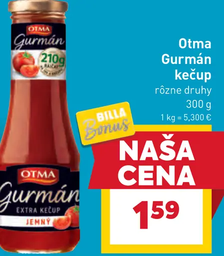 Otma Gurmán kečup rôzne druhy