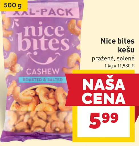 Nice bites kešu pražené, solené