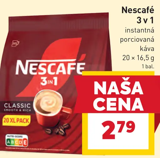 Nescafé 3 v 1 instantná porcovaná káva