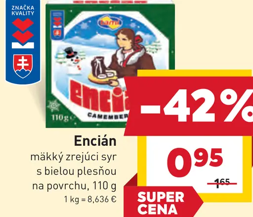 Encián mäkký zrejúci syr s bielou plesňou na povrchu