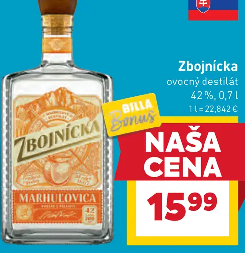 Zbojnicka ovocný destilát 42 %
