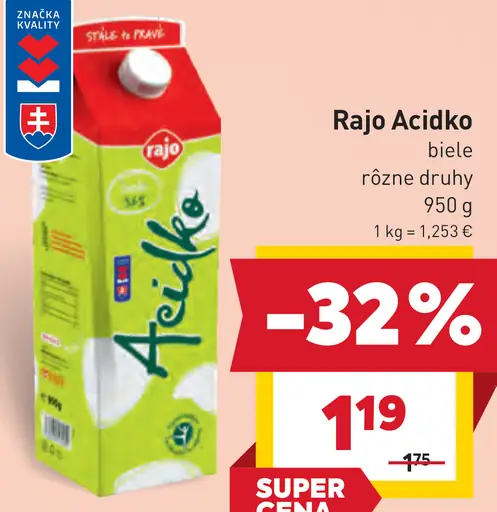 Rajo Acidko biele rôzne druhy