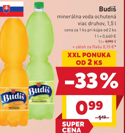 Budiš minerálna voda rôzne druhy