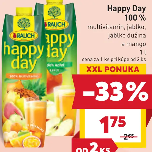 Happy Day 100 % multivitamín, jablko, jablko dužina alebo mango