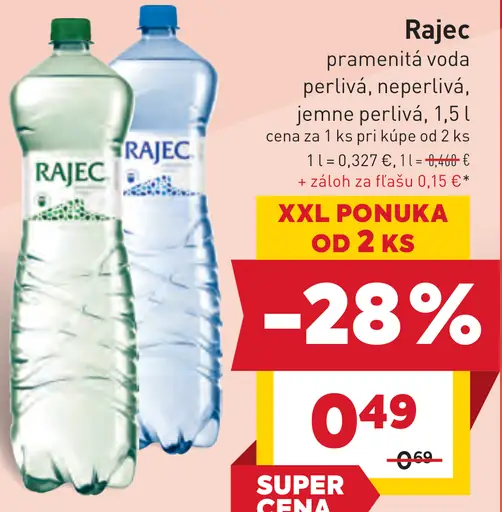 Rajec Pramenitá voda neperlivá/jemne perlivá