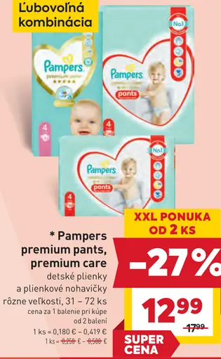 Pampers premium care detské plienky a plienkové nohavičky rôzne veľkosti