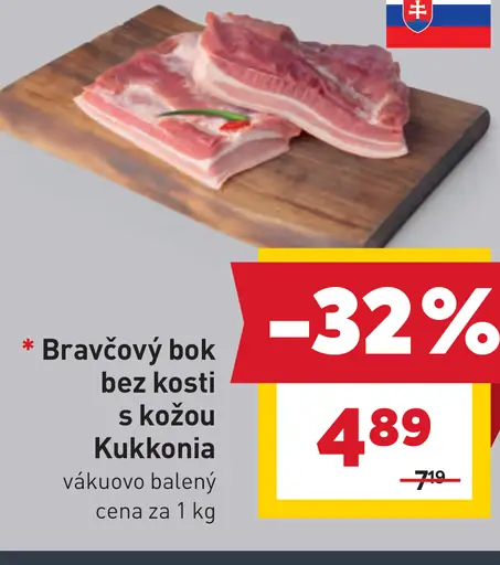 Bravčový bok bez kosti s kožou Kukkonia vákuovo balený