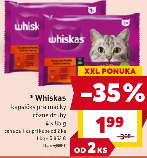 Whiskas kapsičky pre mačky 2 druhy