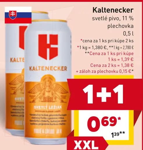 Kaltenecker svetlé pivo 11 % plechovka