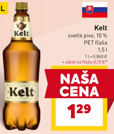 Kelt svetlé pivo PET fľaša
