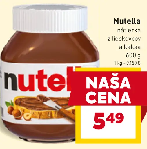 Nutella Nátierka z lieskovcov a kakaa