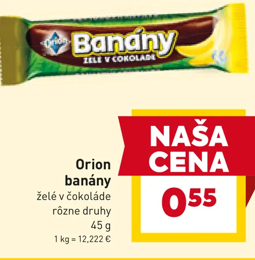 Orion Banány XXL želé v čokoláde