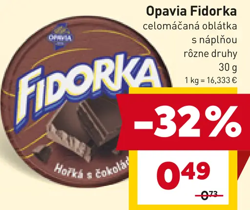 Opavia Fidorka celomáčaná oblátka s náplňou