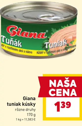 Giana tuniak kúsky v oleji alebo vo vlastnej šťave