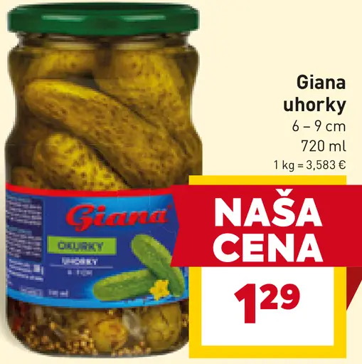 Giana uhorky krájané a celé 6–9 cm