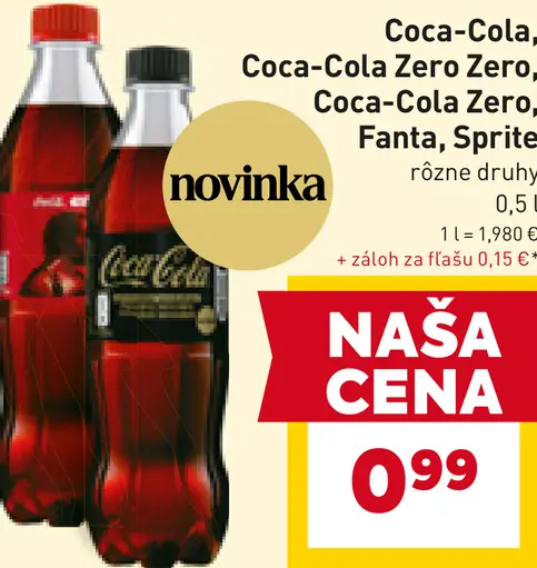 Coca-Cola, Coca-Cola Zero, Fanta, Sprite, Zero limetka nápoje
