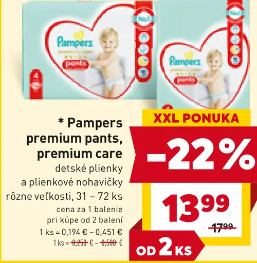 Pampers premium pants, premium care detské plienky a plienkové nohavičky
