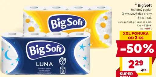 Big Soft toaletný papier 3-vrstvový