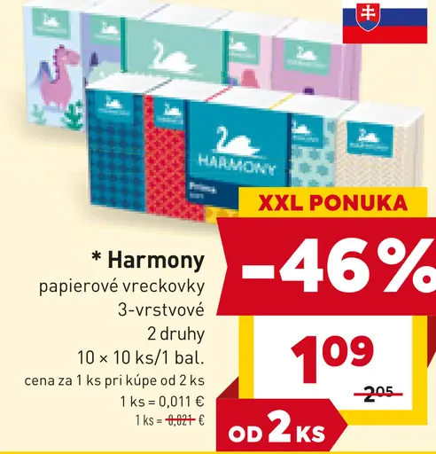Harmony papierové vreckovky 3-vrstvové