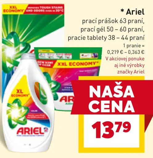 Ariel prací gél, prášok, pracie tablety