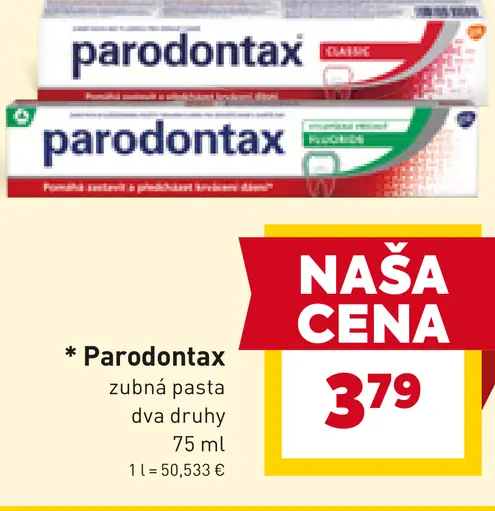 Parodontax zubná pasta rôzne druhy