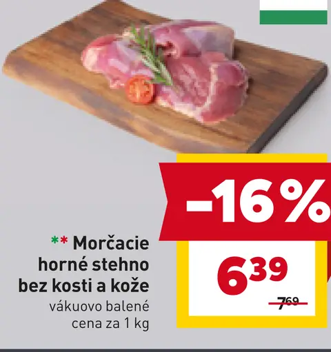 Morčacie horné stehno bez kosti a kože vákuovo balené