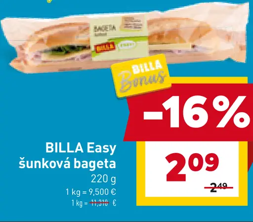 BILLA Easy šunková bageta