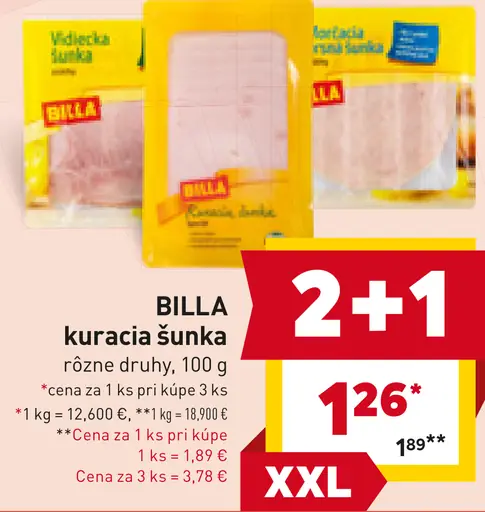 BILLA kuracia šunka rôzne druhy