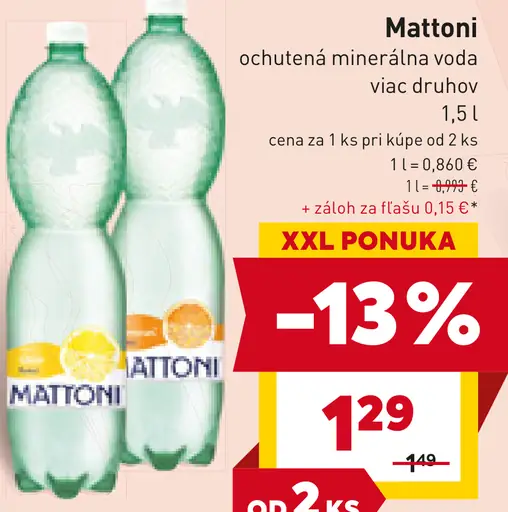 Mattoni ochutená minerálna voda viac druhov