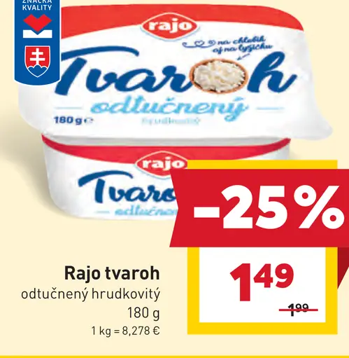 Rajo Tvaroh odtučnený hrudkovitý