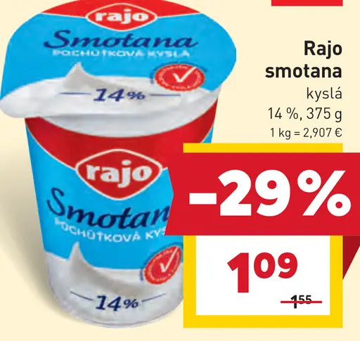 Rajo smotana kyslá 14%
