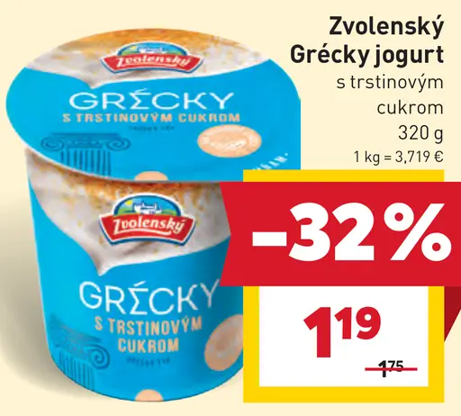 Zvolenský jogurt gréckeho typu s trstinovým cukrom