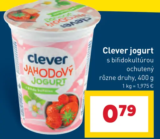 Clever jogurt s bifidokultúrou rôzne druhy