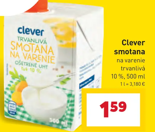 Clever smotana na varenie trvanlivá 10 %