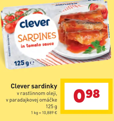 Clever sardinky v rastlinnom oleji v paradajkovej omáčke