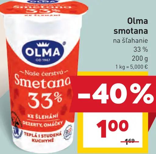 Olma Smotana na šľahanie 33 %
