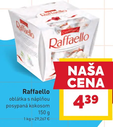 Raffaello oblátka s náplňou posypaná kokosom